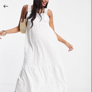 ASOS White Summer Tiered Midi Maternity Dress